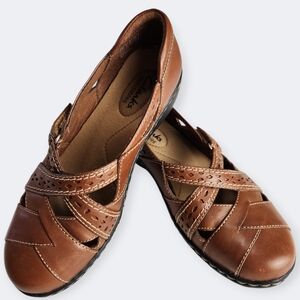 Clarks Ashland Leather Career Spin Q Shoes I Size 7W